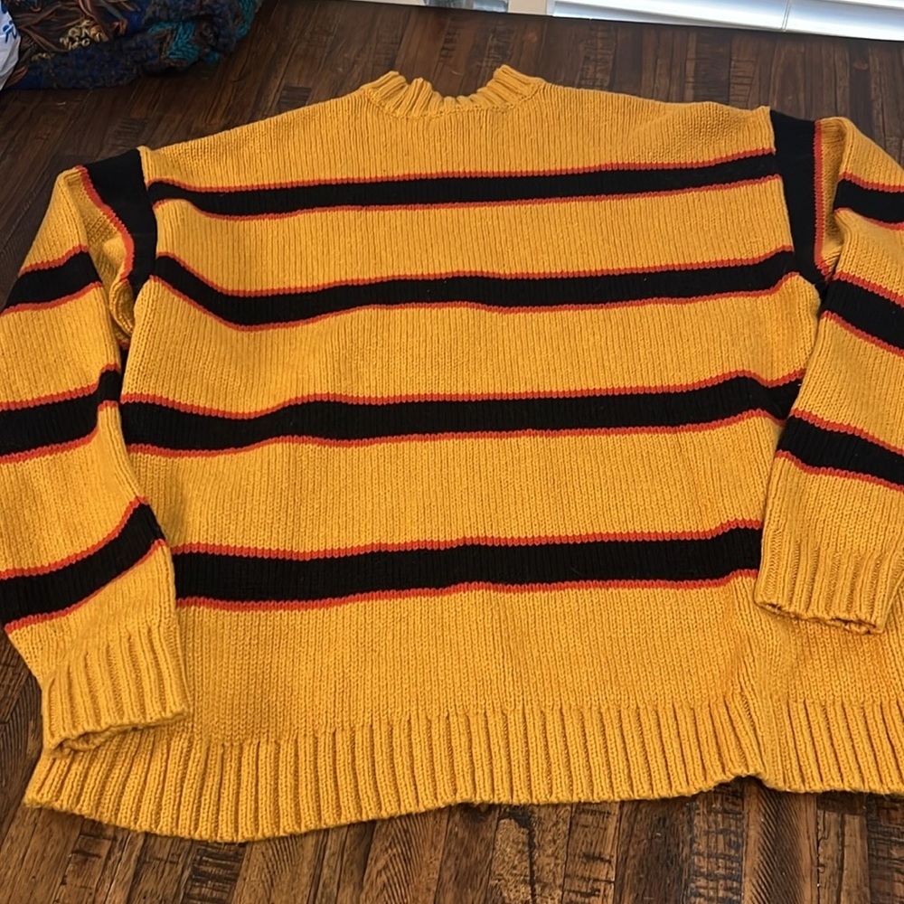 Pacsun Striped Knit Sweater Black, Red, Yellow new with tag XL  Nothing is Real - Picture 13 of 15